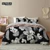Green Palm Leaf Floral Bedding Set Tropical Leaves Flowers Animals Duvet Cover Microfiber Comforter Cover For Adults Kids Decor