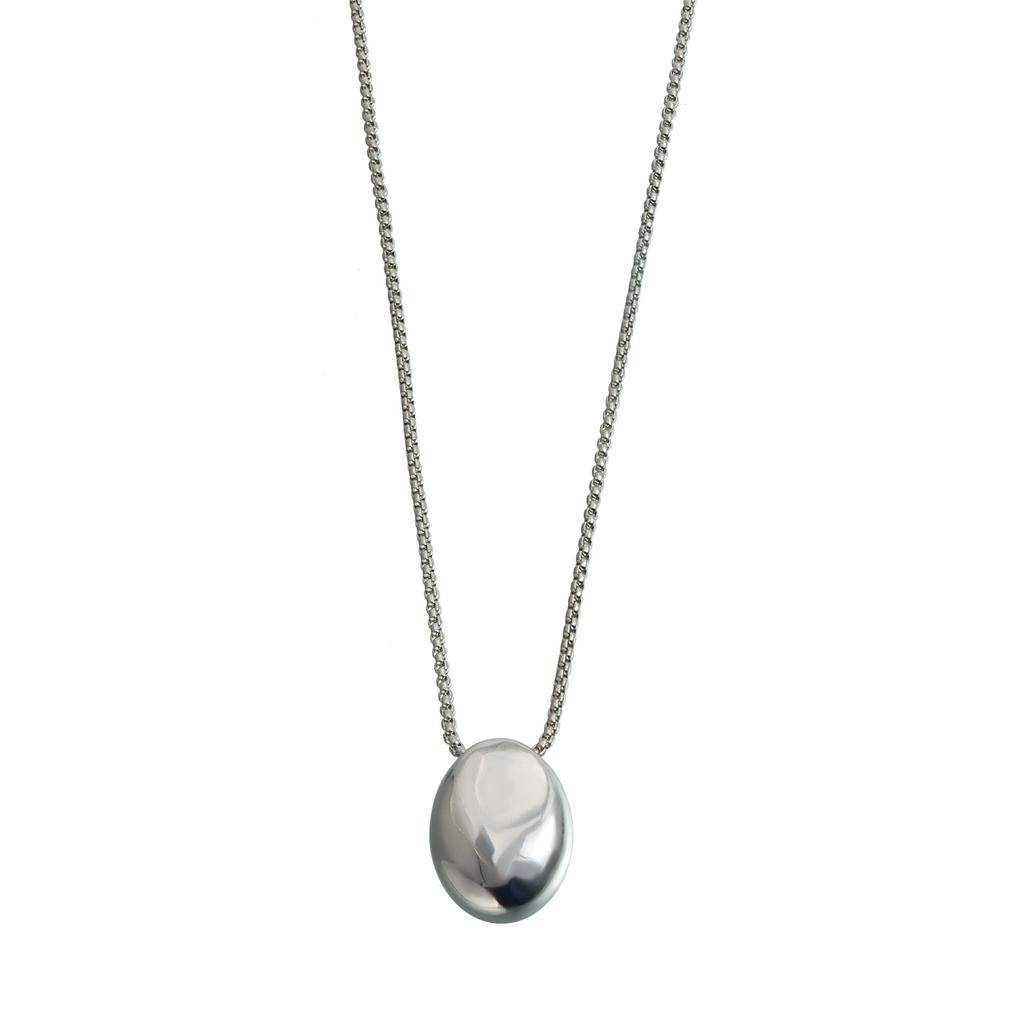 Simple Metal Glossy Oval Waterdrop Geometric Pendant Necklace for Women Punk Long Sweater Chain Charm Party Jewelry Gifts