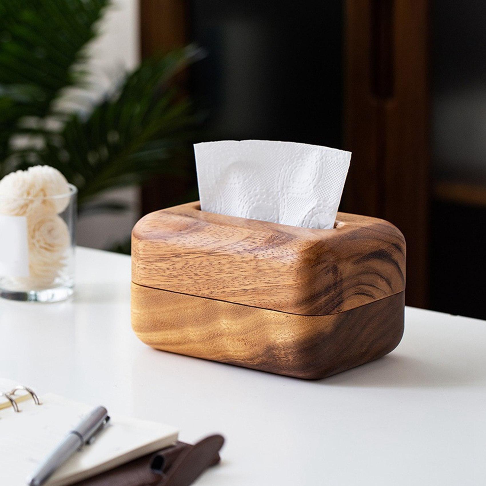 

2X Wooden Tissue Boxes Bread-Shaped Tissue Storage Box Napkin Case Tissue Holder Napkin Holder Ornaments Crafts