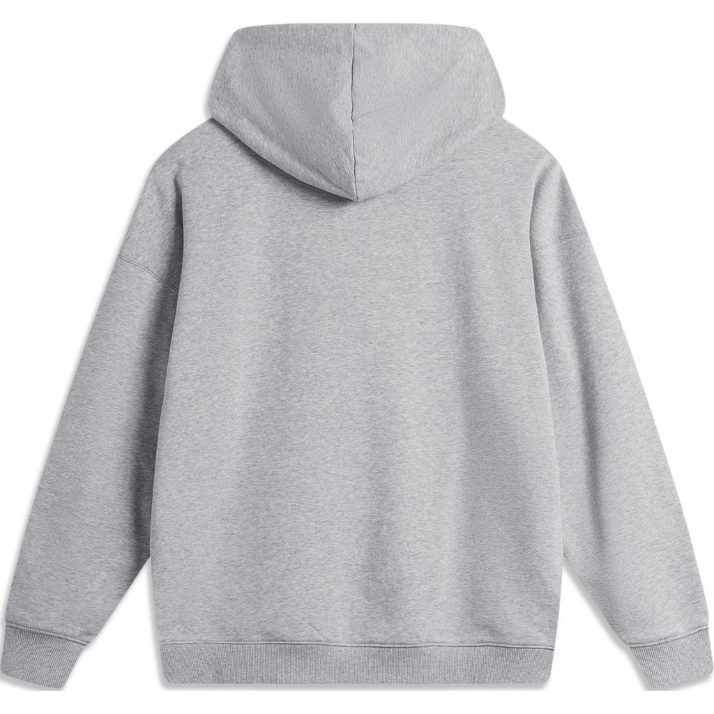 Li Ning Sports Lifestyle-serie Bokstav Lös Huva Varm Fleece Pullover Långärmad Tröja Herr tröja Grå AWDU673-1