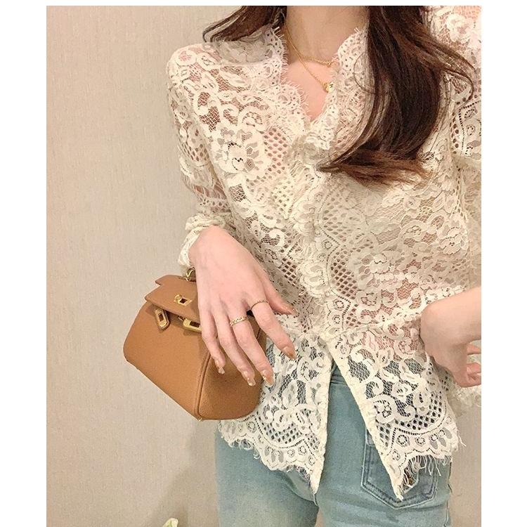

Кружевная блузка для женщин со сладкими топами с вырезами XXL бежевый