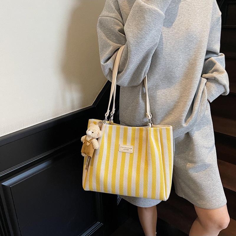 Summer Tote Bags for Woman 2025 Stripe Designer Shoulder Shopper Storage Bag Women Casual Canvas Handbag