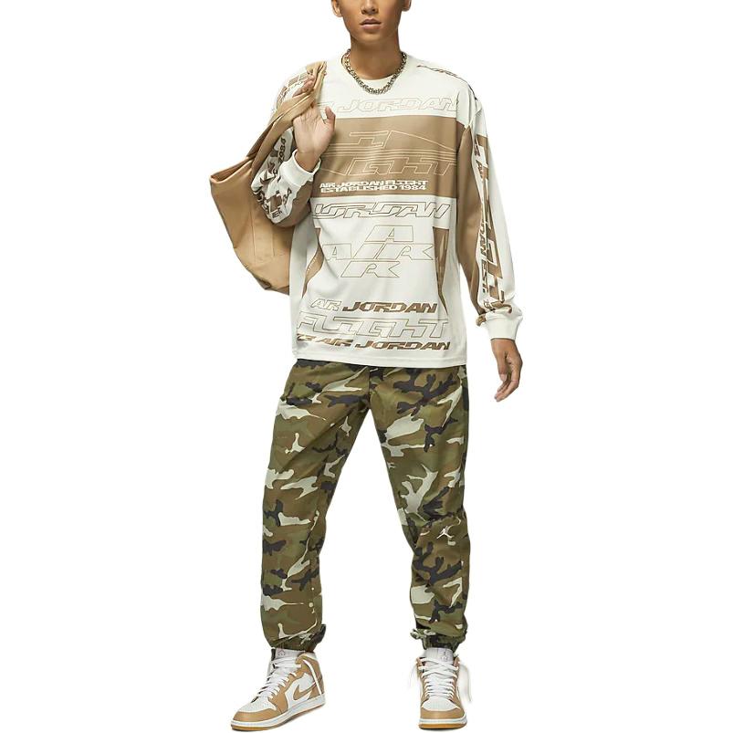 Jordan MVP Camouflage Fashion Comfortable Versatile Knitted Sports Pants Men Bottoms Light-Olive-Yellow FZ3530-380