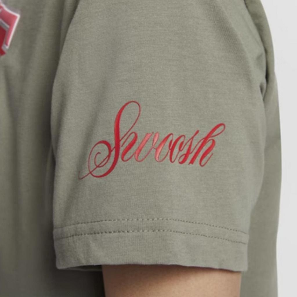 Nike Nsw Ss Tee Oc Varsity Letter Round Neck Fashion Pullover Short Sleeve T-Shirt Women Tops Army-Green FZ2856-320