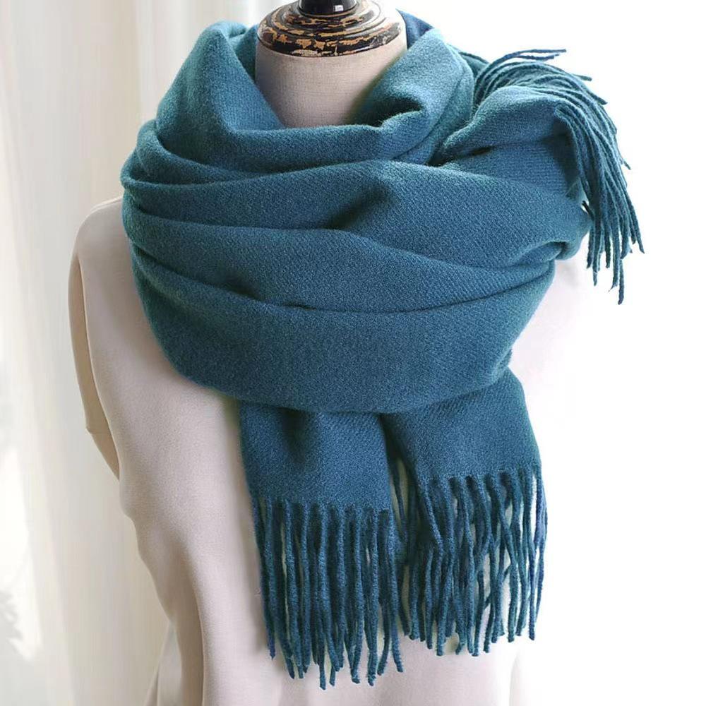 Women's High-End Red Imitation Cashmere Knit Shawl - Versatile & Fashionable