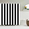Black And White Striped Shower Curtain With Hooks Waterproof Polyester Fabric Geometric Pattern Home Decor Bathroom Curtain Baño