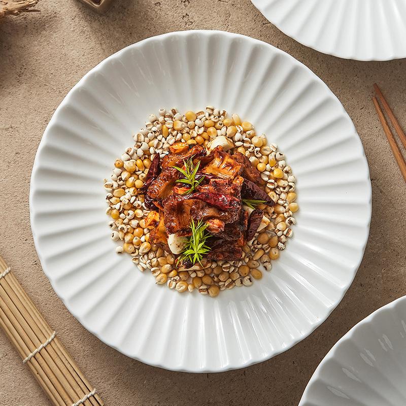 Dehua White Porcelain Disc Tableware Plate Household Dish Plate High-end Creative Hotel Restaurant Dish Plate Western