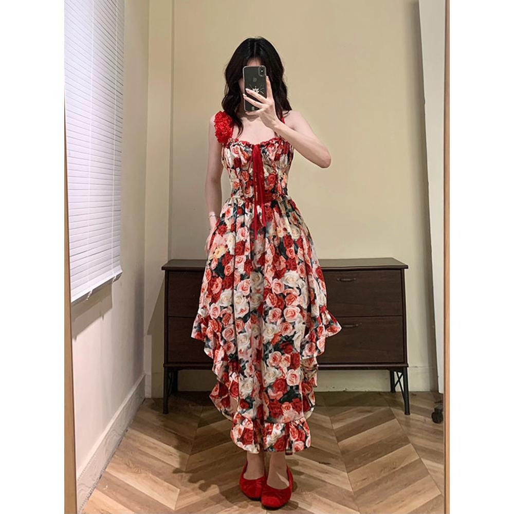 

Повседневный сарафан без спинки + юбка, девичий дизайн, очарование, элегантный и универсальный XL- (recommended 110-60kg)