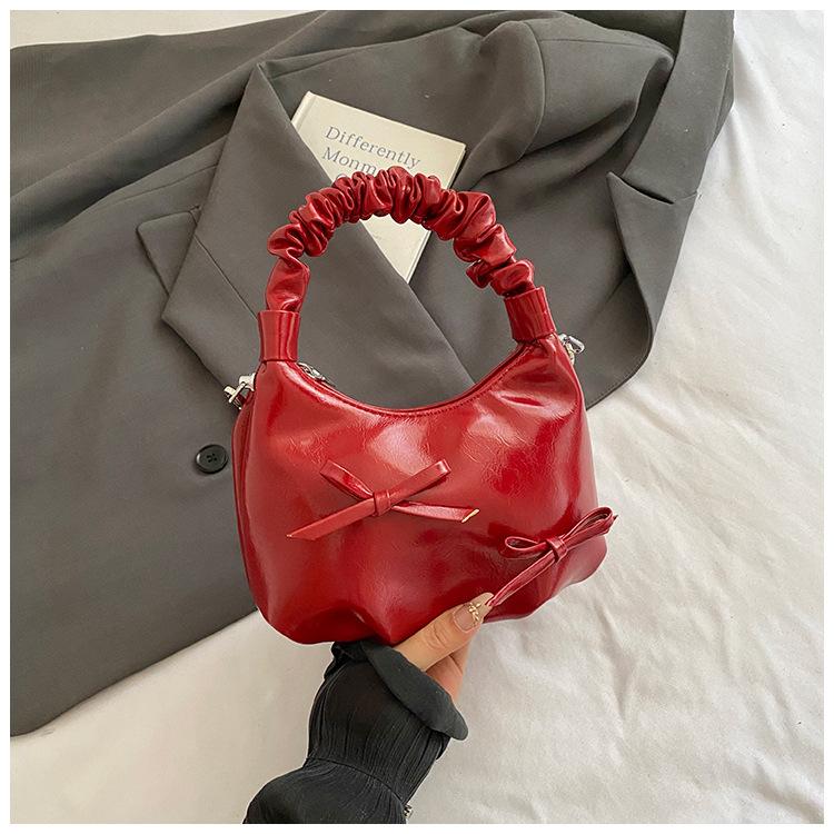 Summer Bow Underarm Bag Women's Leisure Commuter Niche Pleated Cloud Bag Dumpling Bag