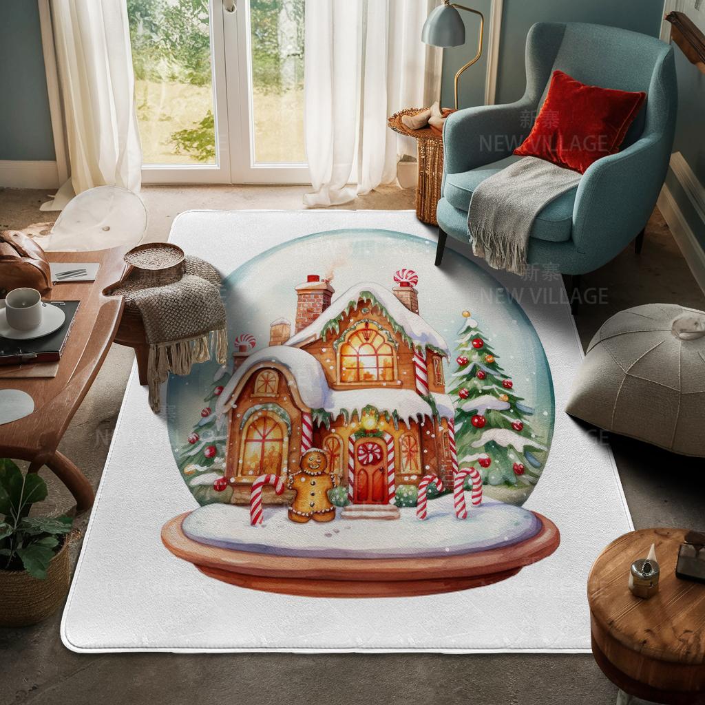 House Entrance Carpet Home Door Mat Living Room Bath Foot Bathroom Non-slip Water Absorption Rugs Bath Merry Christmas Winter