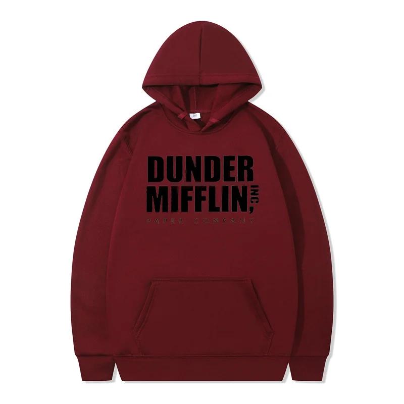 DUNDER MIFFLIN Letter Printed Men Women's Hoodie Autumn Winter Pure Cotton Fashion Casual Long Sleeve Oversized Harajuku Tops