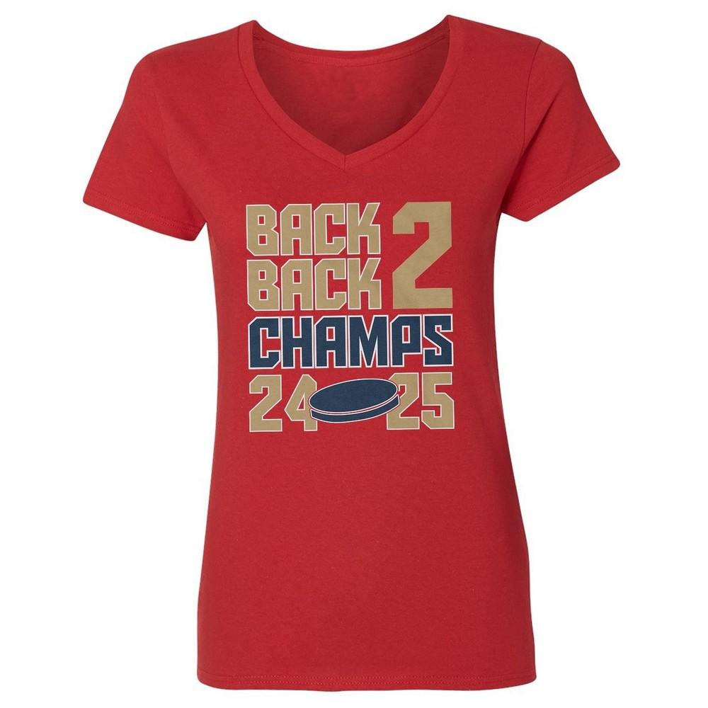 Back 2 Back Hockey Champions - Florida Fans Tribute Ladies  V-Neck Tshirt Unisex T-Shirt L