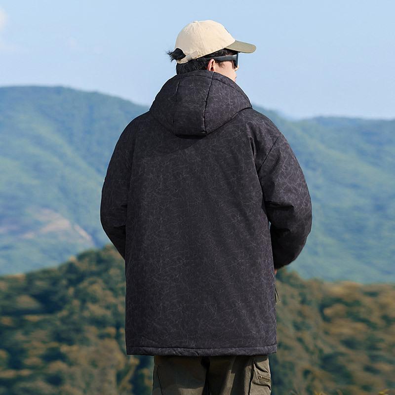 Winter White Duck Down Tooling Down Jacket Men's Plus Size Loose Fat Guy Jacket