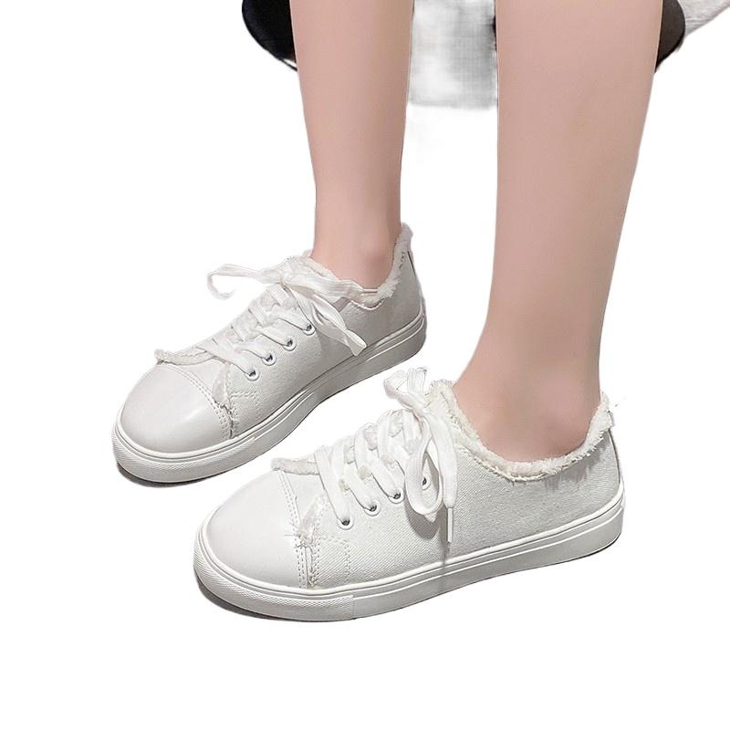 Mode Neue Damen-Vulkanisierschuhe Runde Zehenpartie Schnürschuhe für Damen Plateau Flache Damenschuhe Outdoor-Mode Rutschfest Low-Top Ballerinas