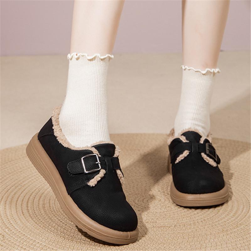 Autumn and Winter Footwear Plus Size Thick Soled Shoes Plus Velvet Warm Women's Shoes and Cotton Shoes