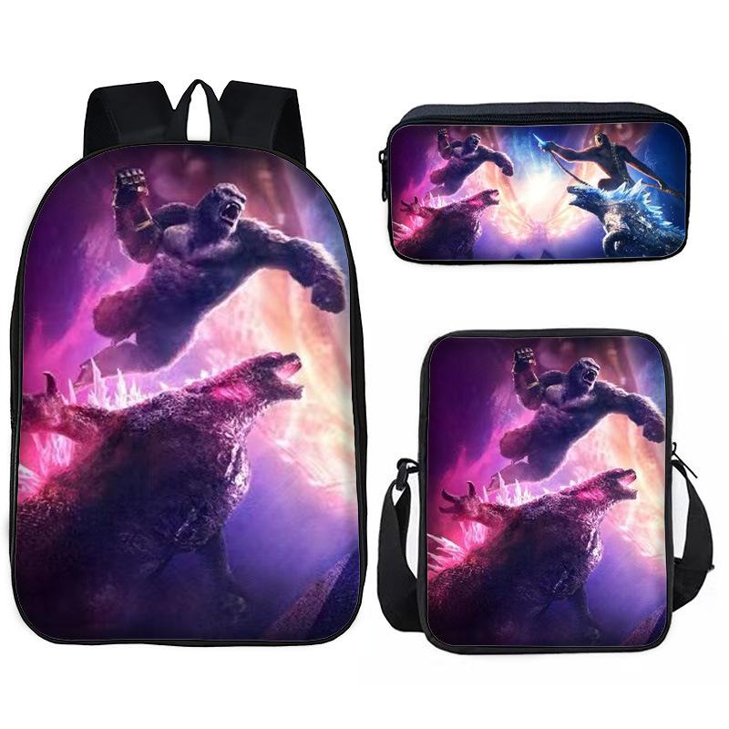Godzilla vs. King Kong 2Godzillax Kongnoul Student Ghiozdan Geantă Etui Set din Trei Piese