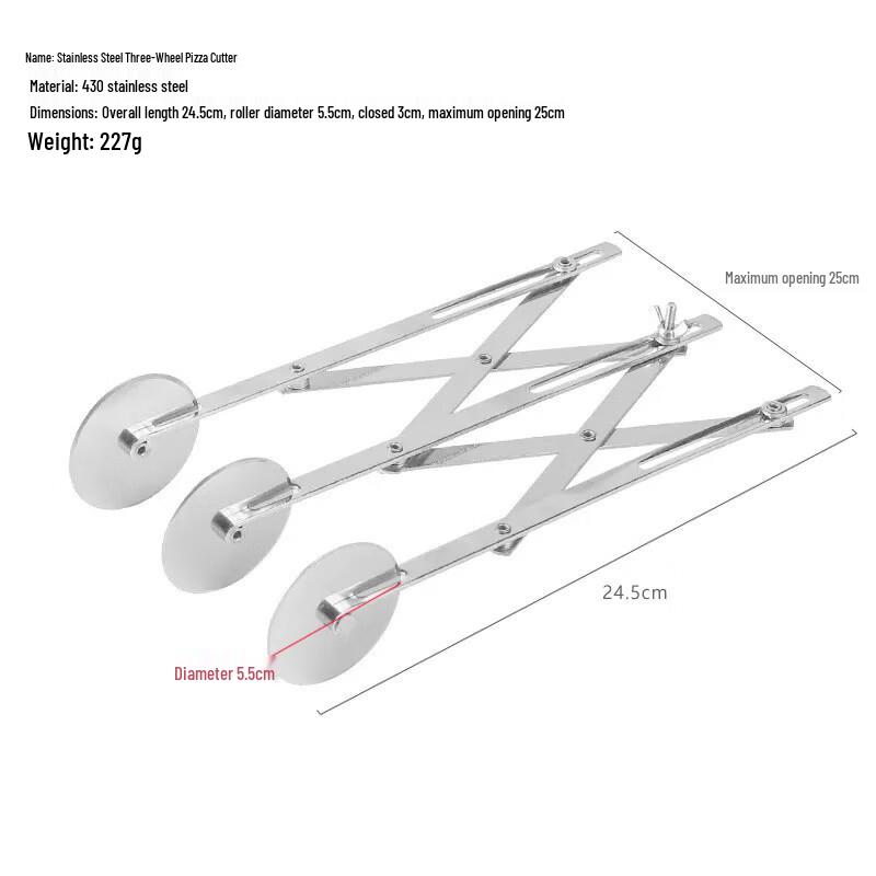 Expandable 3-Wheel Stainless Steel Pizza & Pastry Cutter