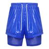 Herren Zweilagige Badeshorts Kordelzug Elastischer Bund Wasserdicht Fitness Schwimmen Sportshorts