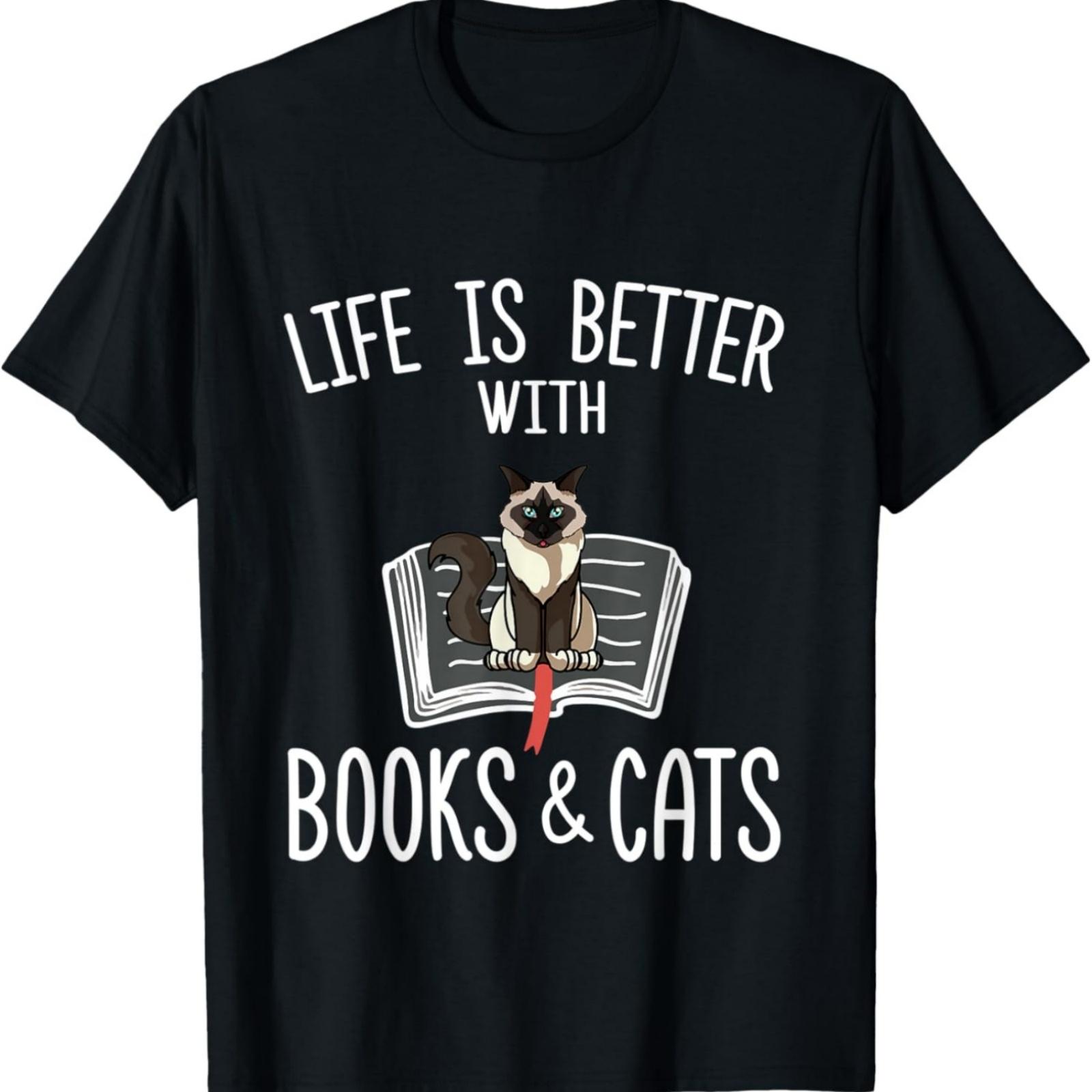 LIfe Is better With Books & Cats Funny Birman Cat T-Shirt XXXXXL разноцветный