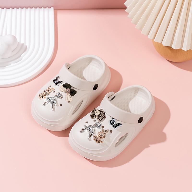 

Girls Slippers Versatile Korean Style Outdoors for Kids Beach Shoes Soft 2025 Summer New Children Princess Shoes Casual Non-slip 26-27 бежевый