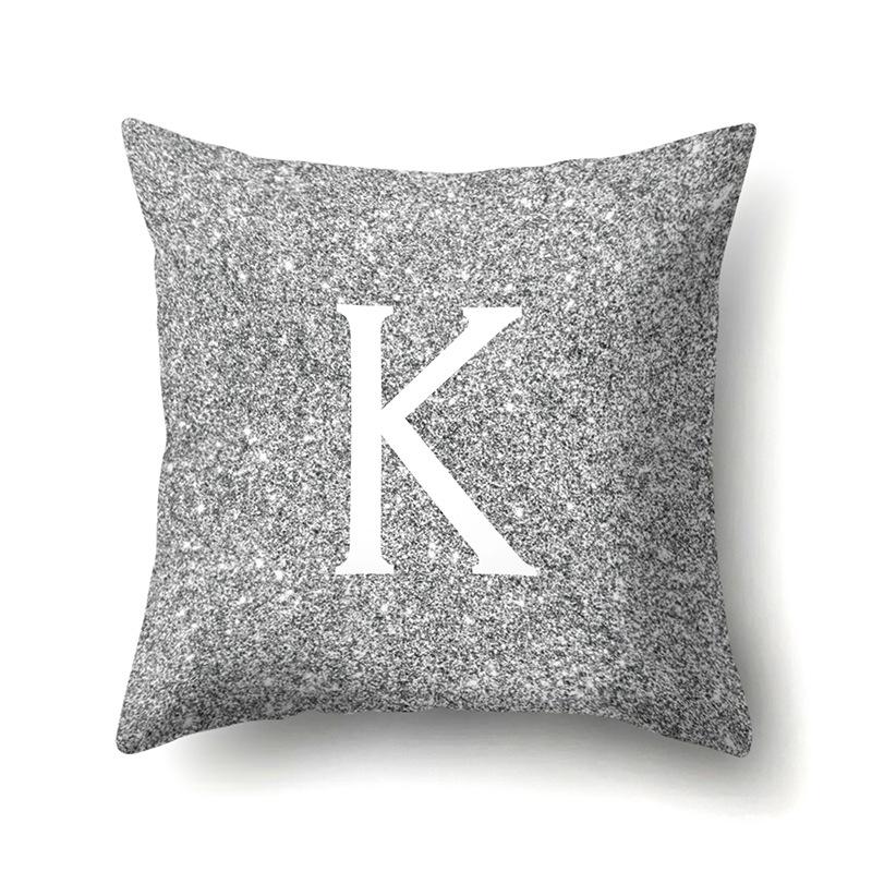 Polyester Pillowcase Home Decoration Gray Bottom Pillowcase 26 English Letter Cushion Cover