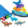 1 Set Dinosaur Building Block Stacking Game Kids Educational Wooden Cartoon Dino Brick Stacking Balance Tower Toy Toddlers Boys Girls Gift