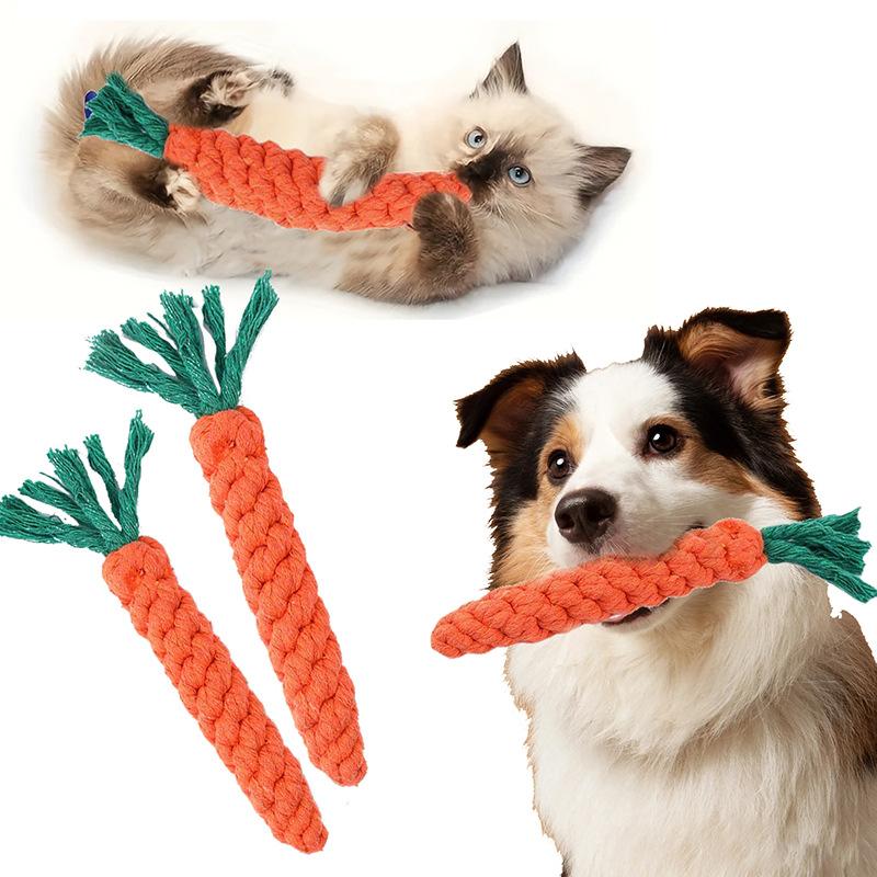 1 stuks Huisdier Knoop Speelgoed voor Hond en Kat Wortelvorm Hond Kauwspeelgoed Katoenen Touw Speelgoed voor Binnenhonden Kattenspeelgoed Hondenaccessoires