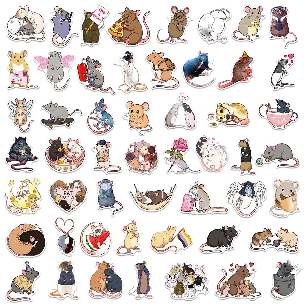 50/100 Pcs Cartoon Funny Rat Stickers School DIY Game for Suitcase Notebook Skate Cup Removable Waterproof Decals