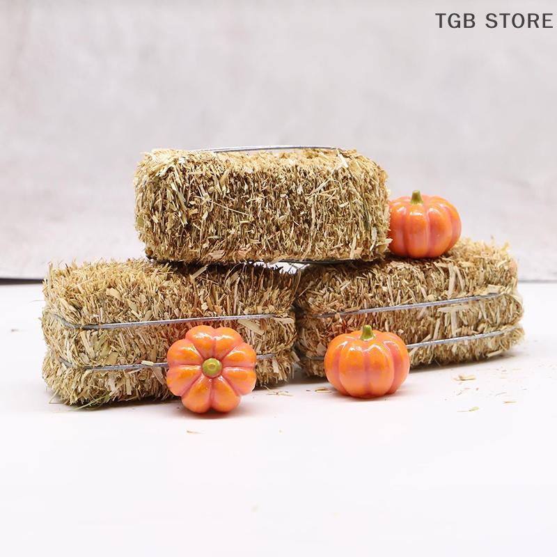 6Pcs Mini Hay Blocks Hay Bales Stackable Fake Haystacks Miniature Country Farm Decor