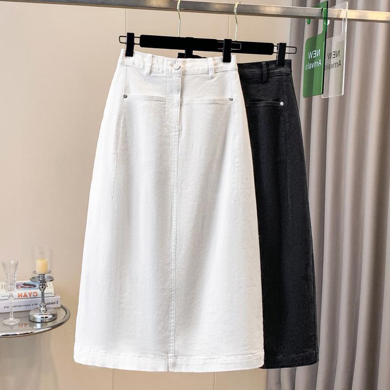 Spring-Summer Plus Size High Waist Denim Skirt - Versatile, Slimming, Elastic Fit 2XL