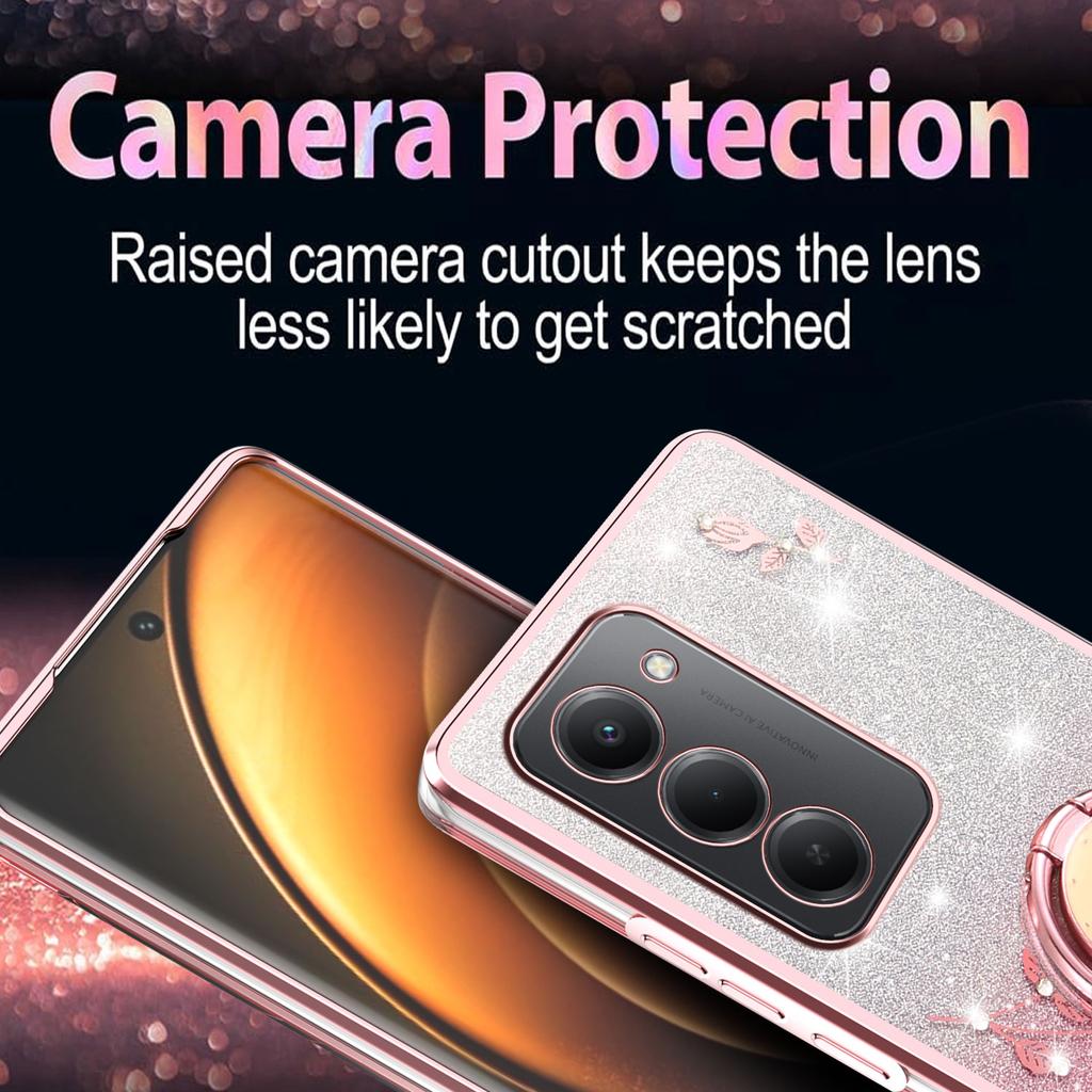 Für Xiaomi Redmi 15 5G (Global) (169mm) Hülle Ring Ständer TPU Blumen Handyhülle Farbverlauf Glitzer