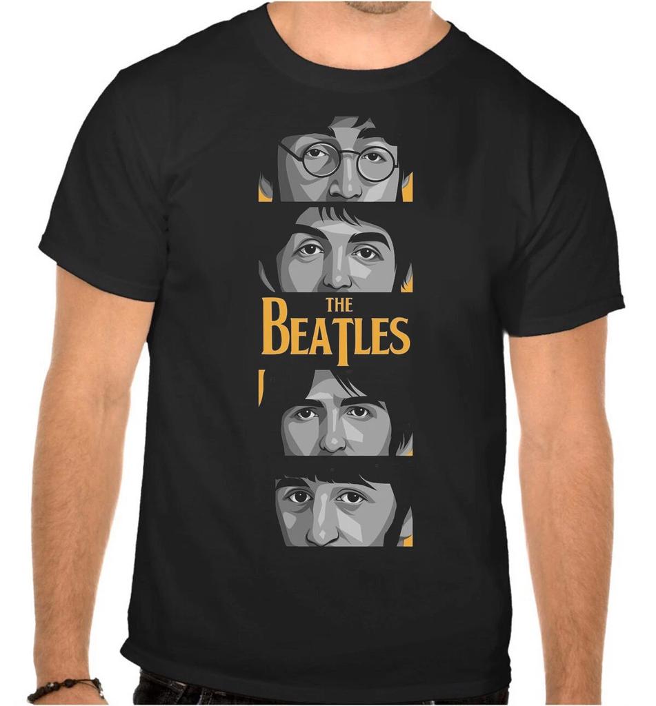 The Beatles Rockmusik Logo SCHWARZES T-Shirt - 1025-