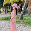 Sling Summer Silm Bodycon Dress Pink Bra