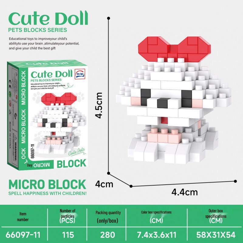 2026 New Cute Cat Dog Series Ornament Micro-Block Toy Set