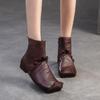 Johnature Kurze Stiefel aus weichem Rindsleder mit quadratischer Zehenpartie, vielseitige, bequeme Damenschuhe aus echtem Leder im Retro-Stil