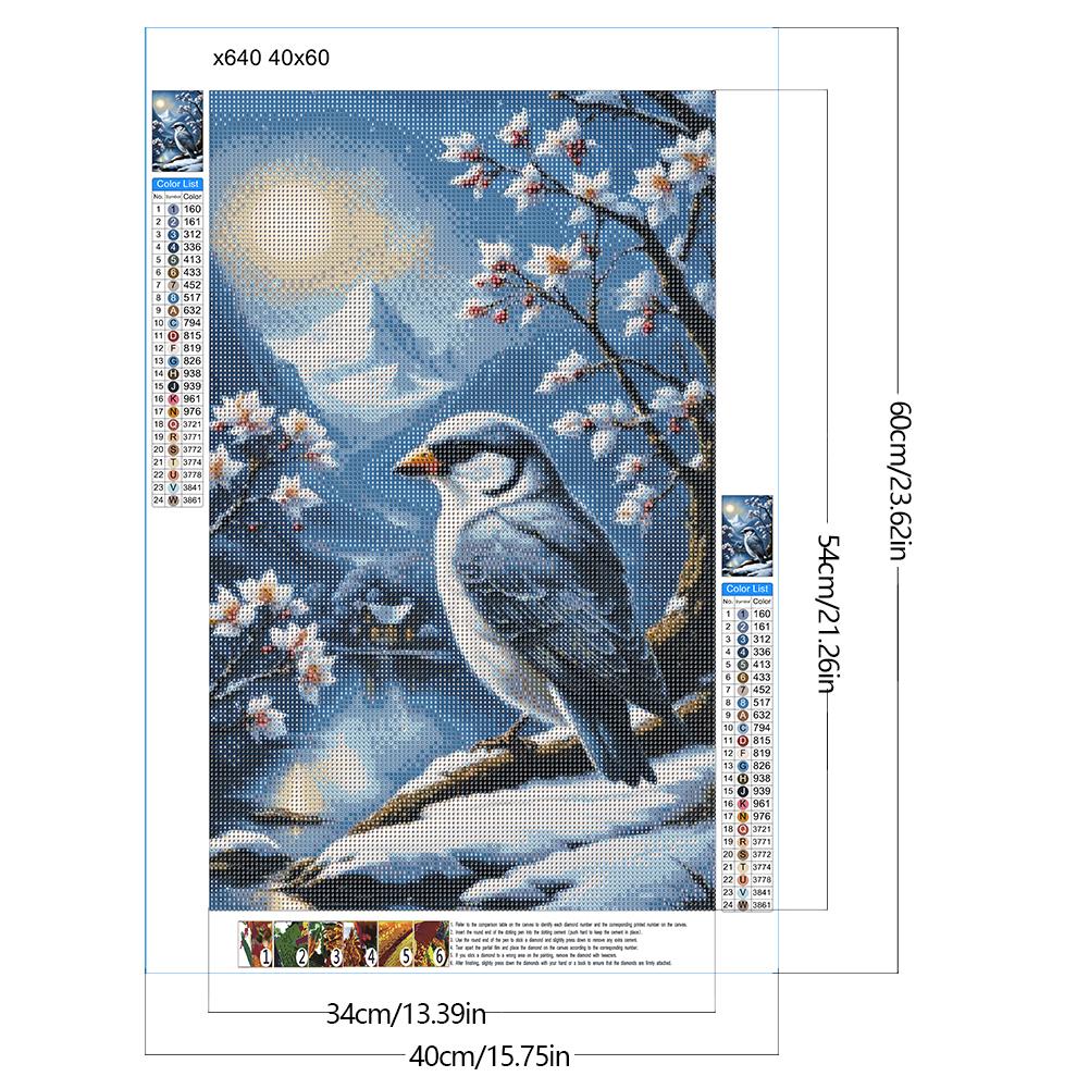 5D DIY Full Round Drill Diamond Painting Animals In Snow Kit Home Decoration