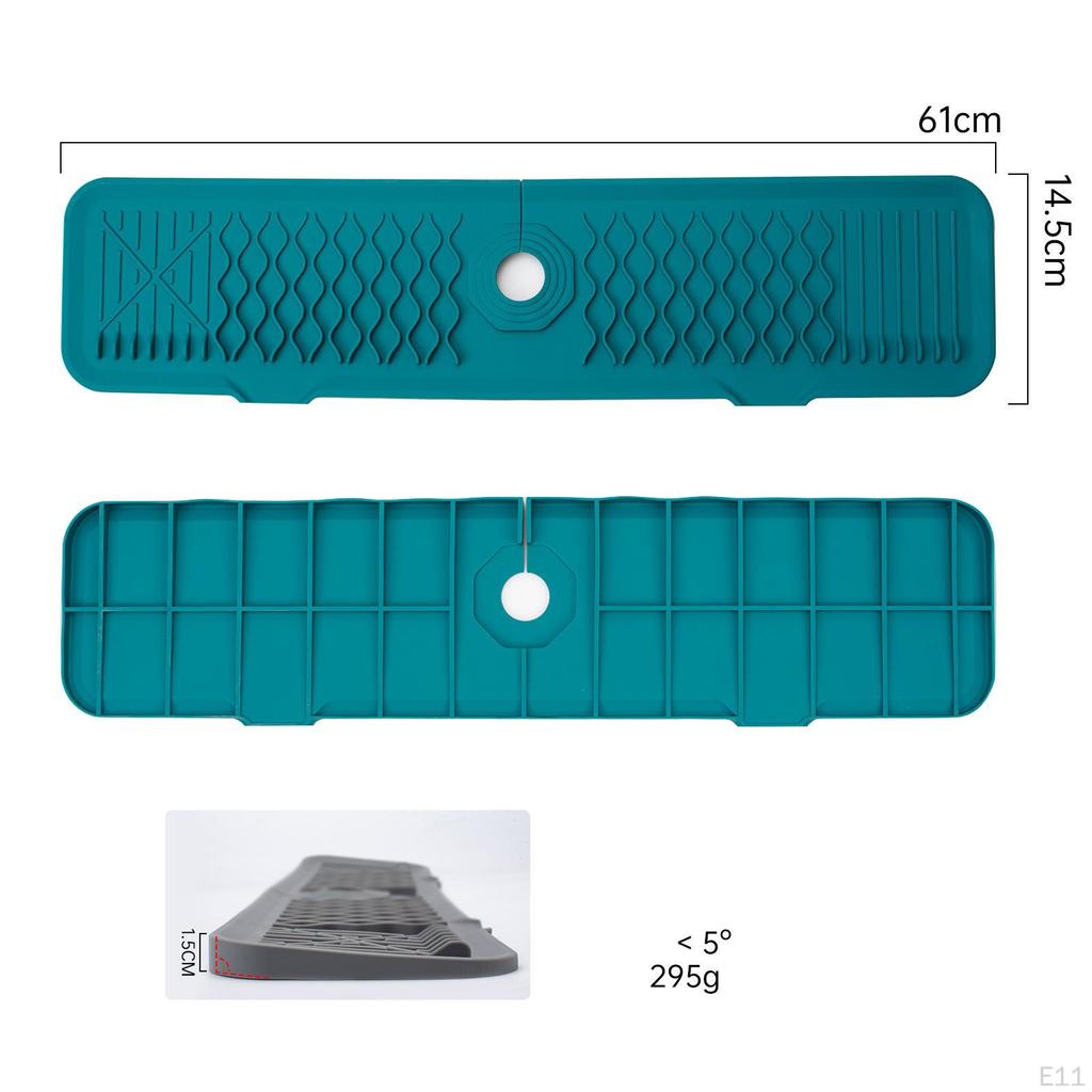 Kitchen Silicone Faucet Catcher Tray Mat Foldable Length 61cm Keep Your Countertop Dried and Clean