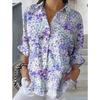 Women's Shirt Ruched Floral Graphic Elegant Vacation Stylish 3/4 Length Sleeve Shirt Collar Crop Tops Casual