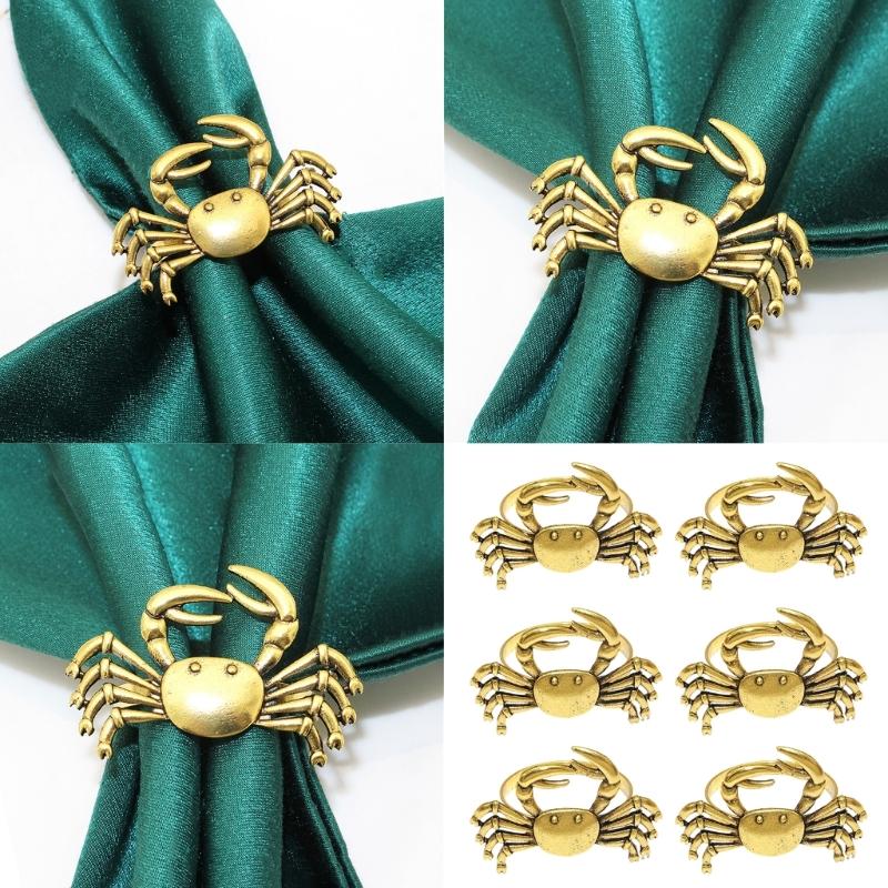 Elegant Gold Crablet Design Metal Napkins Clip Secure Holds Fabric Napkins for Dining Table Decoration