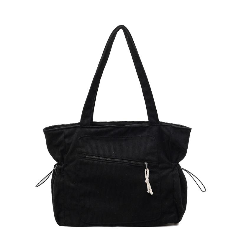Corduroy Solid Color Zipper Casual Tote 2026 Autumn/winter New Versatile Bags Daily Leisure Commuting Simple Women's Handbags