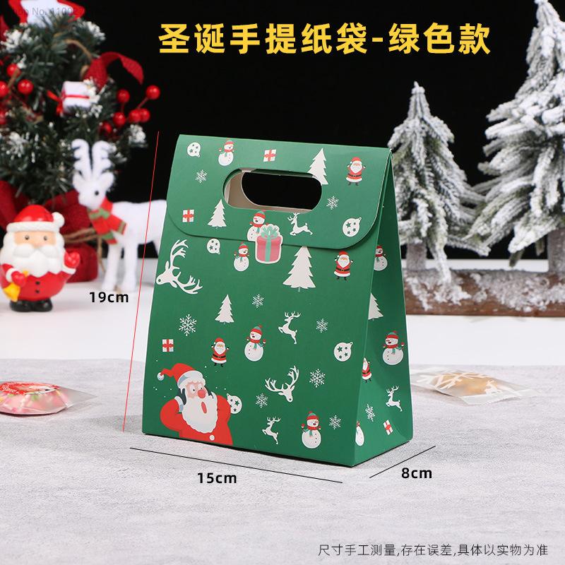 10pcs/Lot Red/Green Handle Christmas Candy Packaging Box Party & Event Handmade Cookies Snack Supplies Favors Snowman