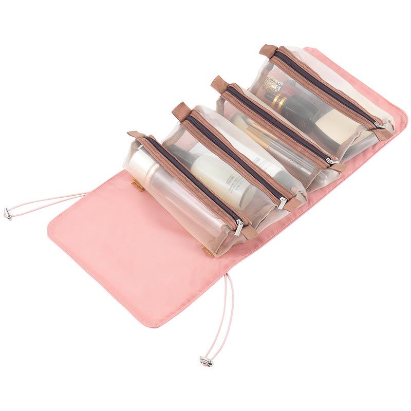 4-in-1 Detachable Makeup Bag: Multifunctional, Foldable, Minimalist Travel Cosmetic & Toiletry Organizer for Women
