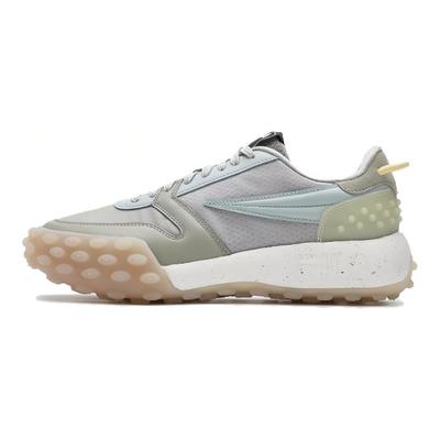 Gara Tela de Malla Cuero Nylon Cómodos Versátiles Amortiguadores Resistentes al Desgaste Zapatillas Casuales de Caña Baja Hombre sneaker Gris Verde F12M413112FAA