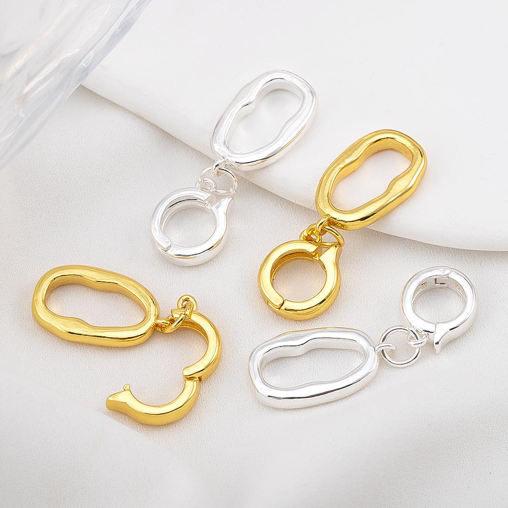18K Gold Plated Irregular Oval Double Circle Fastener DIY Jewelry Making Accessories Connectors Clasp Necklace Bracelet Supplies