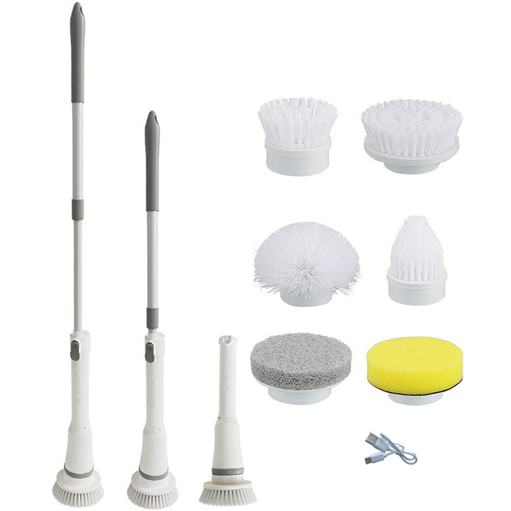 Electric Cleaner Brush 2 Rotating Speeds Electric Shower Scrubber 6 Replaceable Cleaning Heads Home Essentials Cleaning Supplies