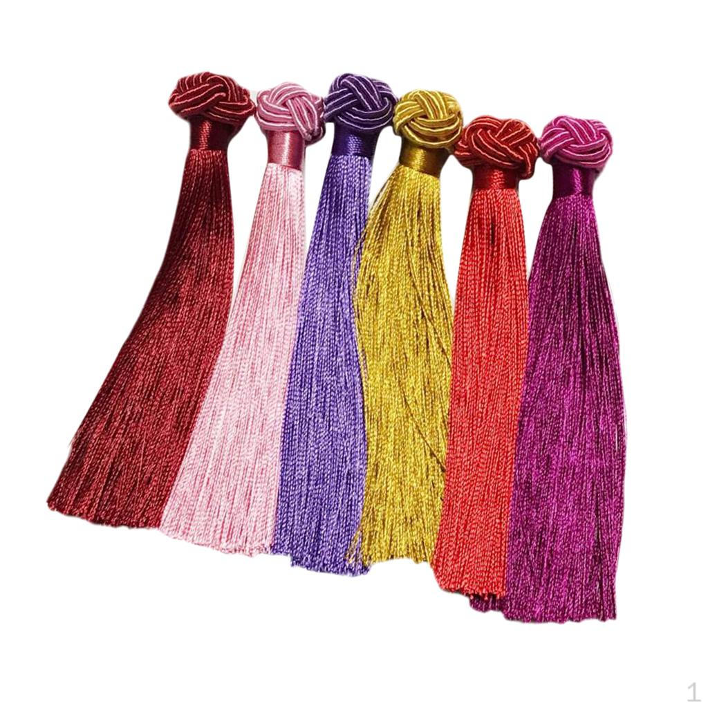 

6 Colorful Long Tassel Charms Pendant Embellishment For Millinery Hat Making B
