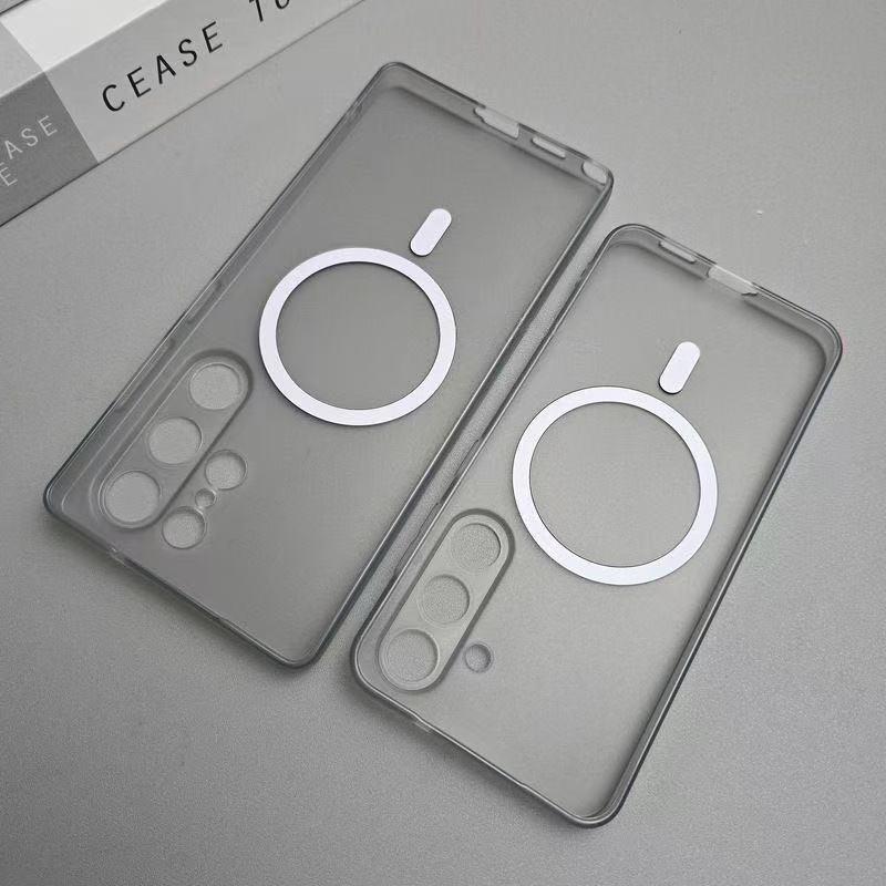 For Magsafe Frosted Soft TPU Case for Samsung Galaxy S24 S25 S26 Ultra S23 Plus Matte Magnetic Wireless Charging Thin Slim Cover