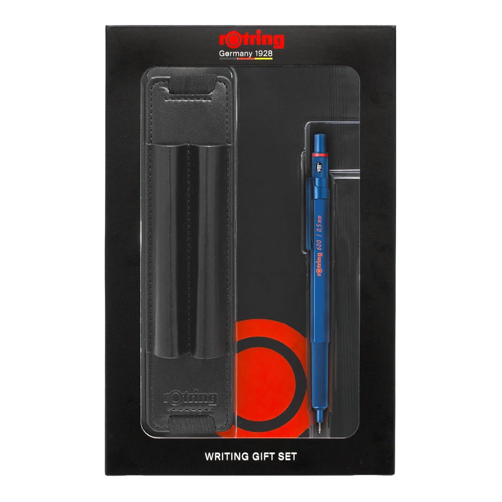 Rotring 600 Mechanical Pencil mm Iron Blue Gift Box with Pen Pouch and Notebook 2114266GB 0.5