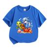 Kids Boys Girls 100% Cotton Crew Neck Short Sleeve T-Shirt, Cute Sea Animal Cartoon Turtle Dolphin Crab Print Casual Summer Tees for Children