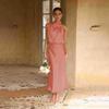 Elegant Women Summer Halter Sleeveless Long A-Line High Waist Solid Color Evening Dresses